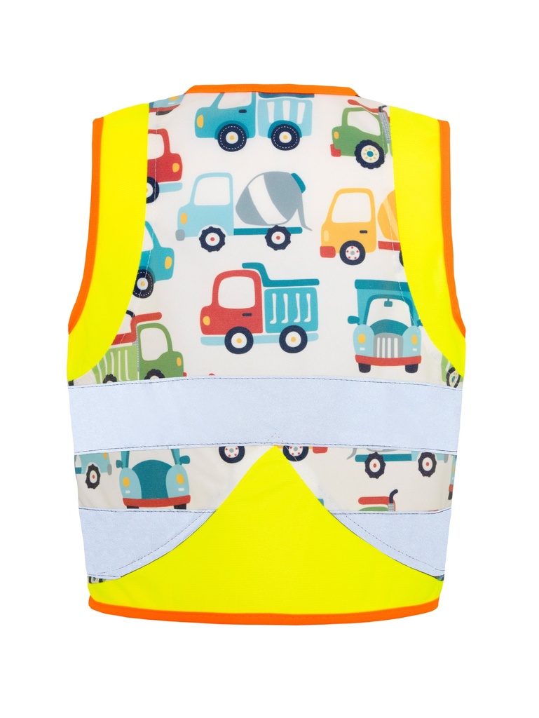 Korntex Kinder Funktionsweste Fahrzeuge, neongelb, XXS, Baufahrzeug