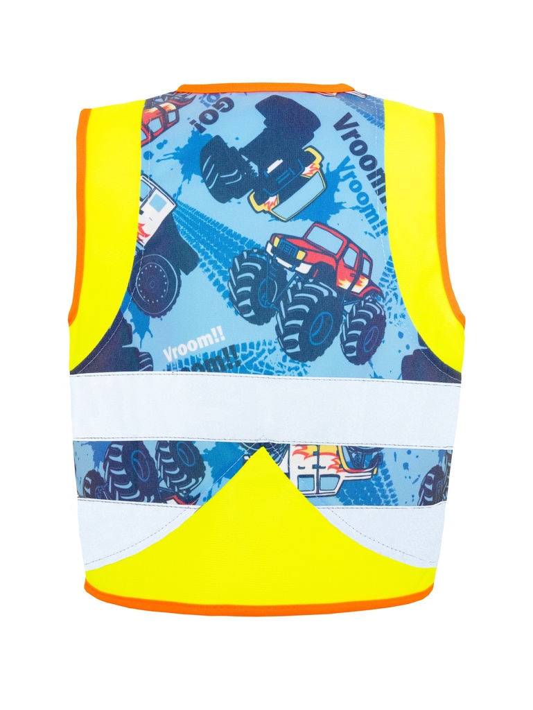 Korntex Kinder Funktionsweste Fahrzeuge, neongelb, XS, Monstertruck