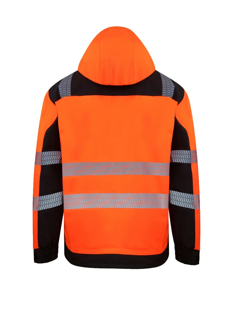 Korntex Hi-Vis Softshell Regenjacke EN 20471, schwarz/neonorange, XL