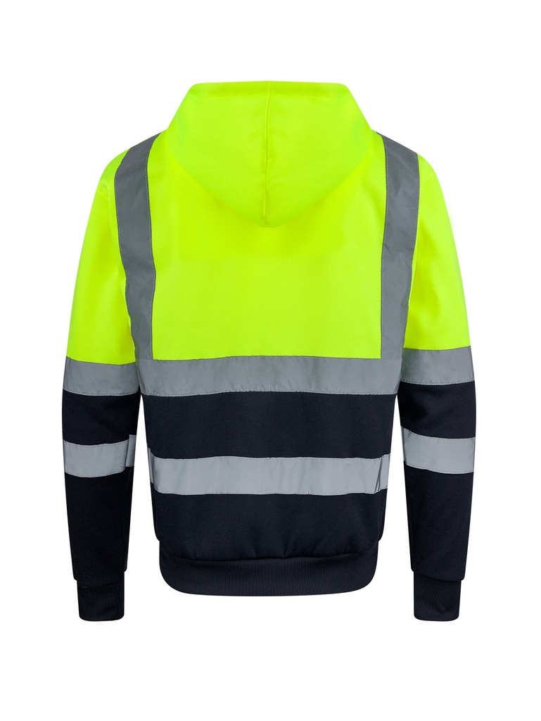 Korntex Hi-Vis Zipper Hoodie EN 20471, neongelb/navyblau, XXL