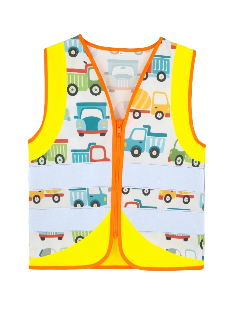 Korntex Kinder Funktionsweste Fahrzeuge, neongelb, S, Baufahrzeug