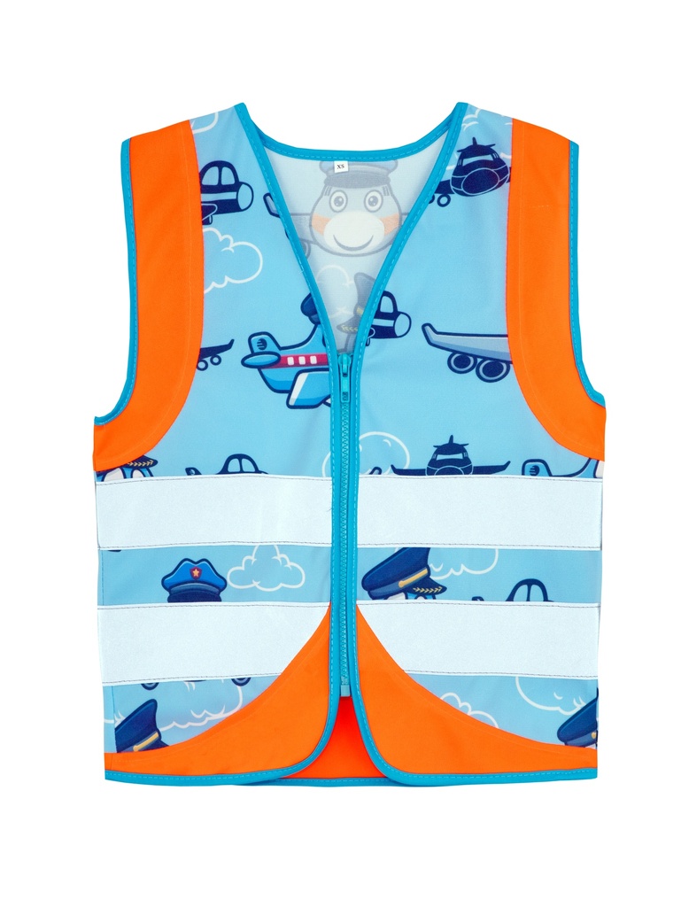 Korntex Kinder Funktionsweste Fahrzeuge, neonorange, XS, Flugzeug