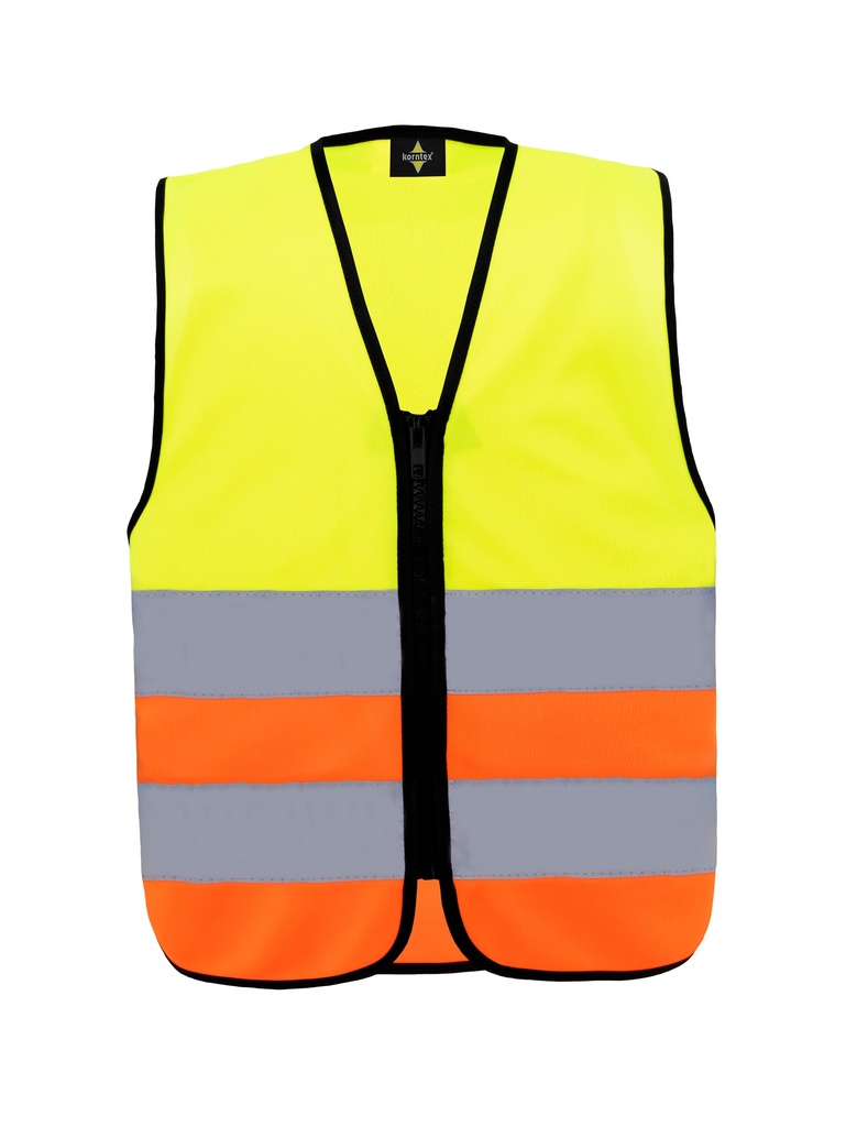 Korntex Kinder Warnweste mit Reissverschluss, neongelb/neonorange, XS