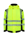 Korntex Hi-Vis Softshell Regenjacke EN 20471, schwarz/neongelb, 5XL