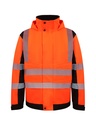 Korntex Hi-Vis Softshell Regenjacke EN 20471, schwarz/neonorange, M