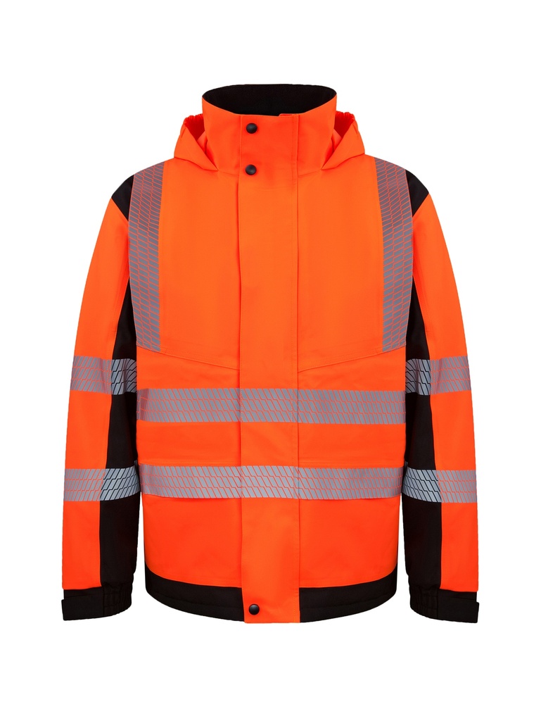 Korntex Hi-Vis Softshell Regenjacke EN 20471, schwarz/neonorange, XL