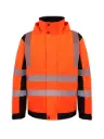 Korntex Hi-Vis Softshell Regenjacke EN 20471, schwarz/neonorange, 3XL