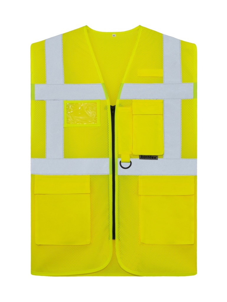 Korntex Mesh Multifunktionswarnweste EN 20471, neongelb, 5XL
