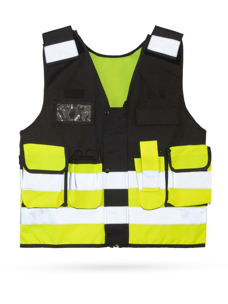 Korntex taktische Einsatzweste Premium EN 17353, schwarz/neongelb, M/XL