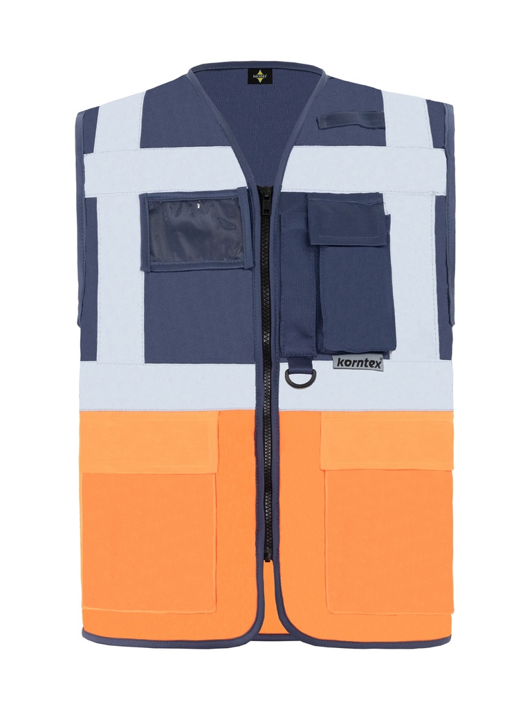 Korntex Multifunktionsweste, neonorange/navyblau, 3XL