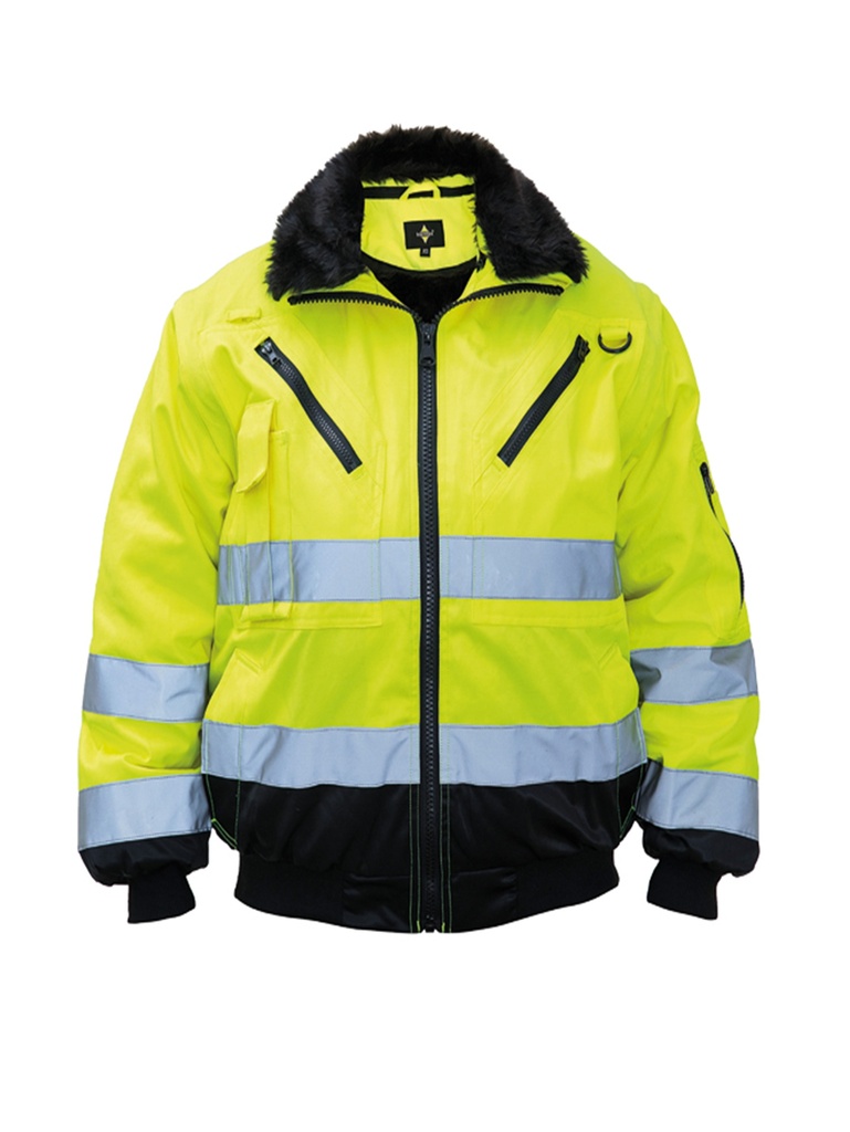 Korntex Hi-Vis Pilotenjacke EN 20471, schwarz/neongelb, XS