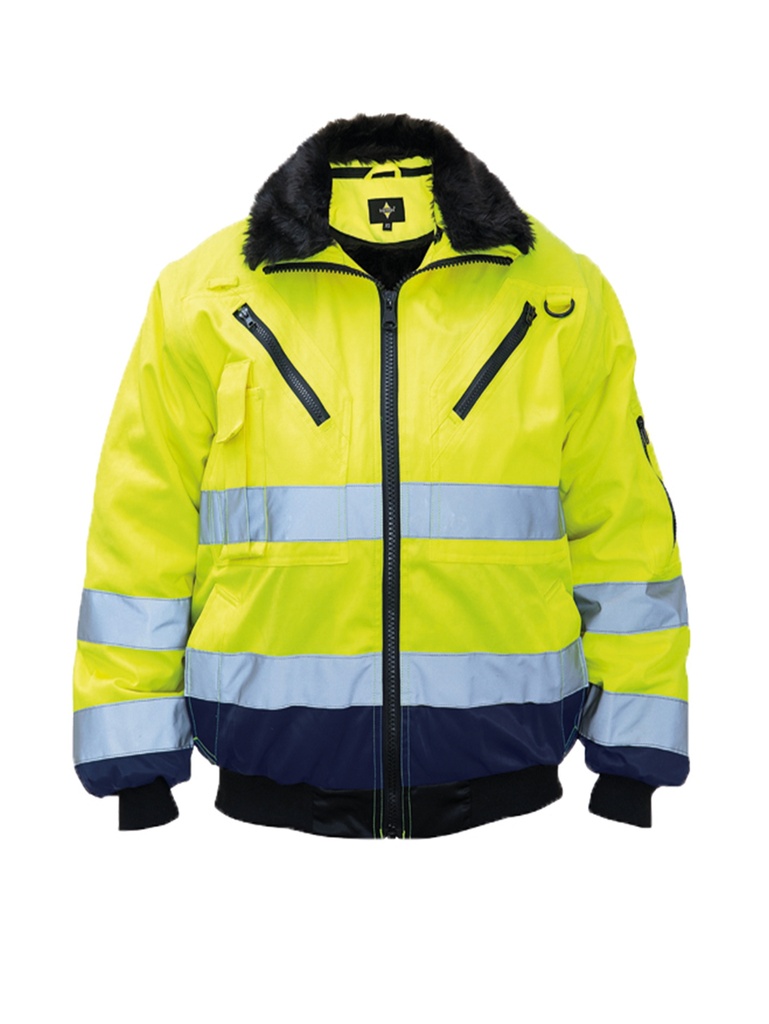 Korntex Hi-Vis Pilotenjacke EN 20471, neongelb/navyblau, XXL