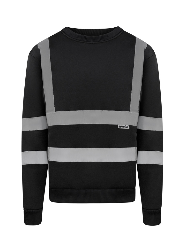 Korntex Sweatshirt mit vier Reflexstreifen, schwarz, S