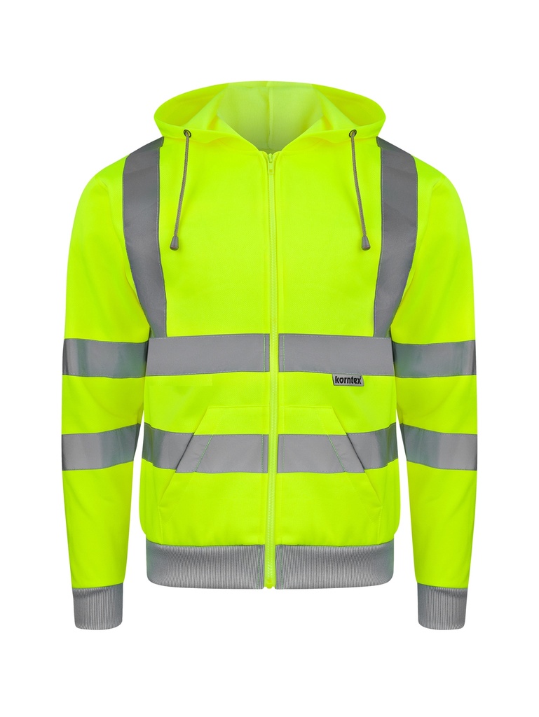 Korntex Hi-Vis Zipper Hoodie EN 20471, neongelb, S