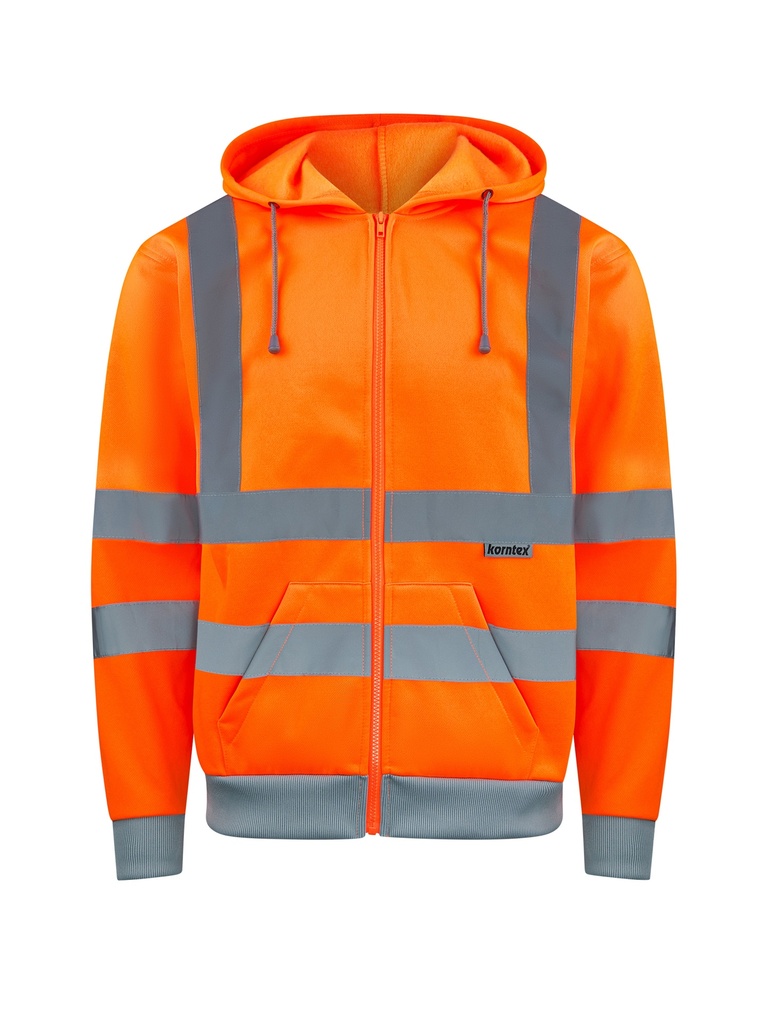 Korntex Hi-Vis Zipper Hoodie EN 20471, neonorange, XL