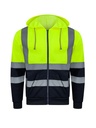 Korntex Hi-Vis Zipper Hoodie EN 20471, neongelb/navyblau, S