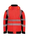 Korntex Hi-Vis Softshell Regenjacke EN 20471, schwarz/rot, S