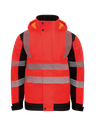 Korntex Hi-Vis Softshell Regenjacke EN 20471, schwarz/rot, L